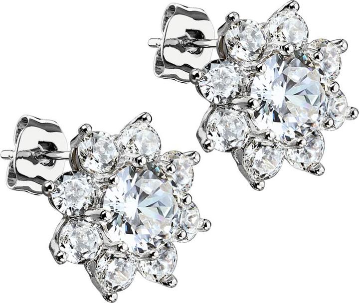 Immagine prodotto Star Piercing Orecchini a perno in cristallo d'argento con fiore di cristallo grande (Ottone, Acciaio chirurgico 316L)