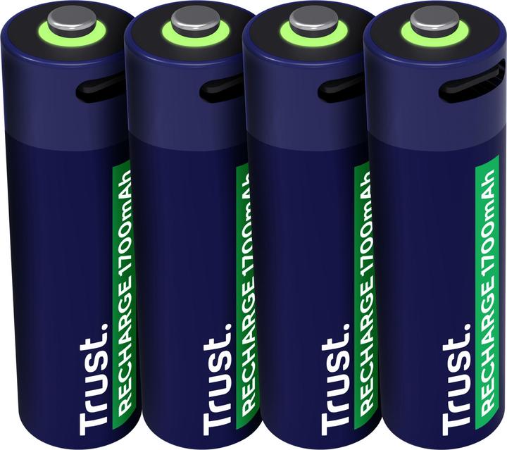 Image du produit Trust Batteries Rechargeables USB-C 4p (4 pcs, AA, 1700 mAh)