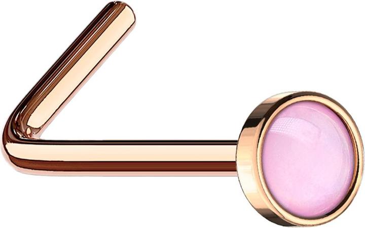 Produktbild Star Piercing Nasenstecker gewinkelt rosegold mit Epoxidstein pink (ohne Messing, Chirurgenstahl 316L)