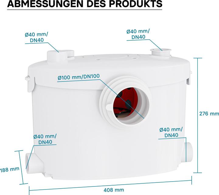 Produktbild XPOtool 4/1 Kleinhebeanlage 400W Häcksler Hebeanlage WC Schmutzwasser Fäkalien
