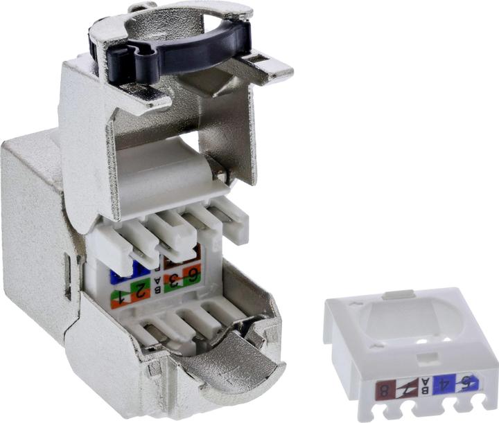 Actual product image InLine 24-pack ® Keystone RJ45 socket Slim, SNAP-In, Cat.8.1, integrated cable tie