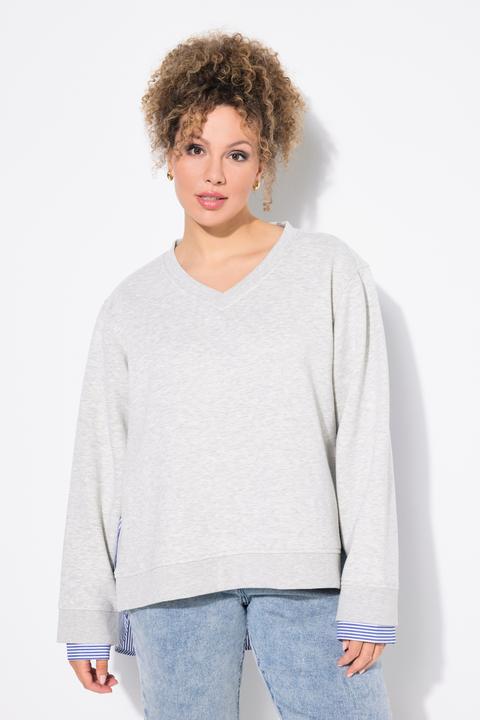 Produktbild Ulla Popken 2-in-1-Sweatshirt, V-Ausschnitt, Langarm (50, 52)