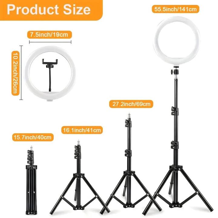 Actual product image Cbx 10" selfie LED ring light set with flexible tripod and 3 light modes (Ring light, Video light)