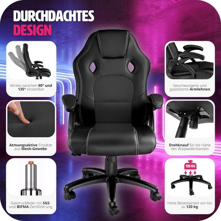 Actual product image tectake Sports Seat Executive Chair, Black-Black (47 - 57 cm)