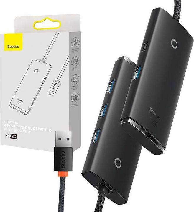Produktbild Baseus HUB Adapter 4-Port USB-C OS-Lite 25cm (Black) (USB-C, 4 Ports)