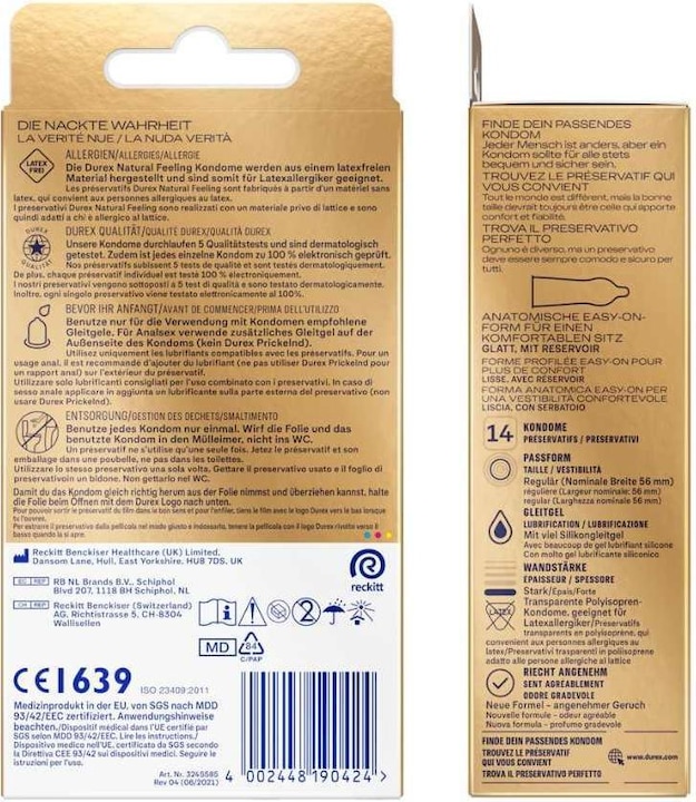 Nährwerte und Zutaten Durex Natural Feeling (14 Stk.)