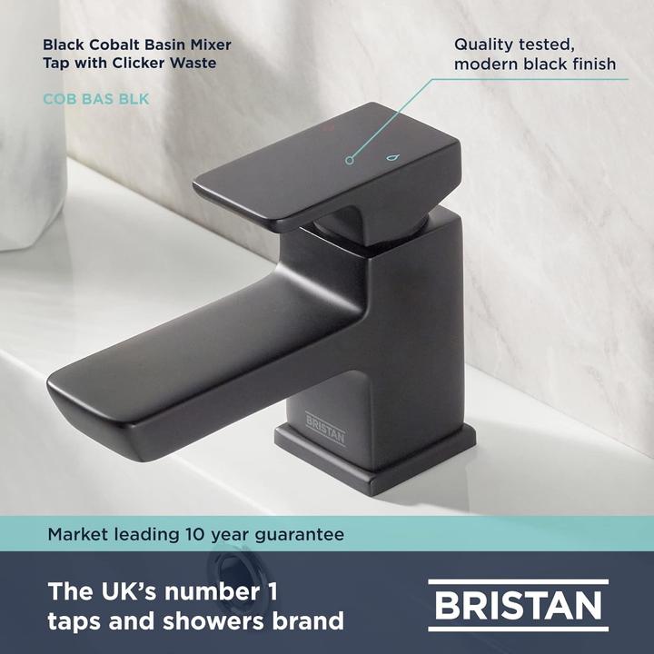 Actual product image Bristan Durable Modern Black Finish Clicker Waste Basin Tap