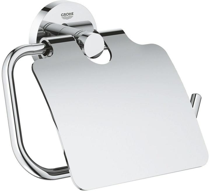 Grohe Porta rotolo di carta igienica Start QuickFix, con coperchio, adesivo, cromo