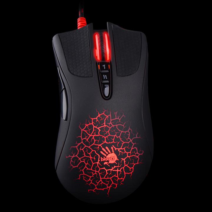 Actual product image A4Tech Bloody A90A Blazing, 6200DPI, optinė, 8kl., su laidu USB, juoda, do gry, V-Track, CORE3 (Cable)
