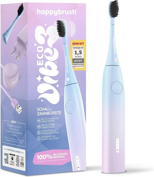 Produktbild happybrush Schallzahnbürste StarterKit Eco Vibe 3 Sunrise