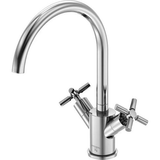 Steinberg, Badarmatur, Serie 250 Waschtischarmatur, schwenkbar, Zweigriff, mit Ablaufgarnitur, Ausladung 155mm, 2