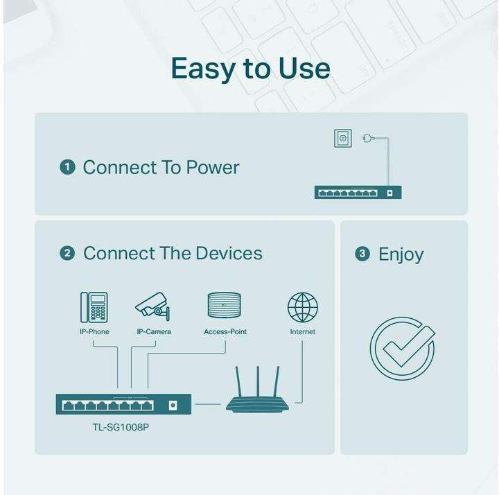 Produktbild TP-Link PoE+ Switch TL-SG1008P 8 Port (8 Ports)