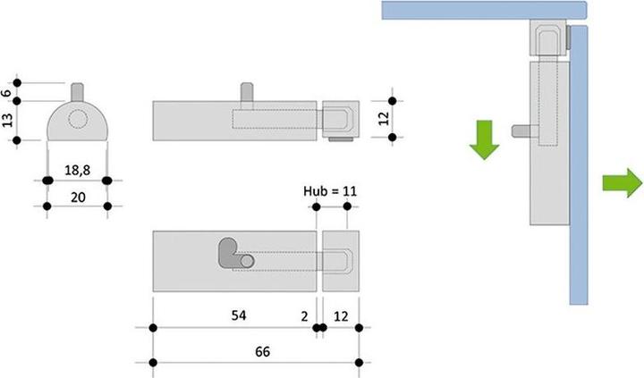 Actual product image Bohle Door locks - Grendel bolt (1 pcs.)