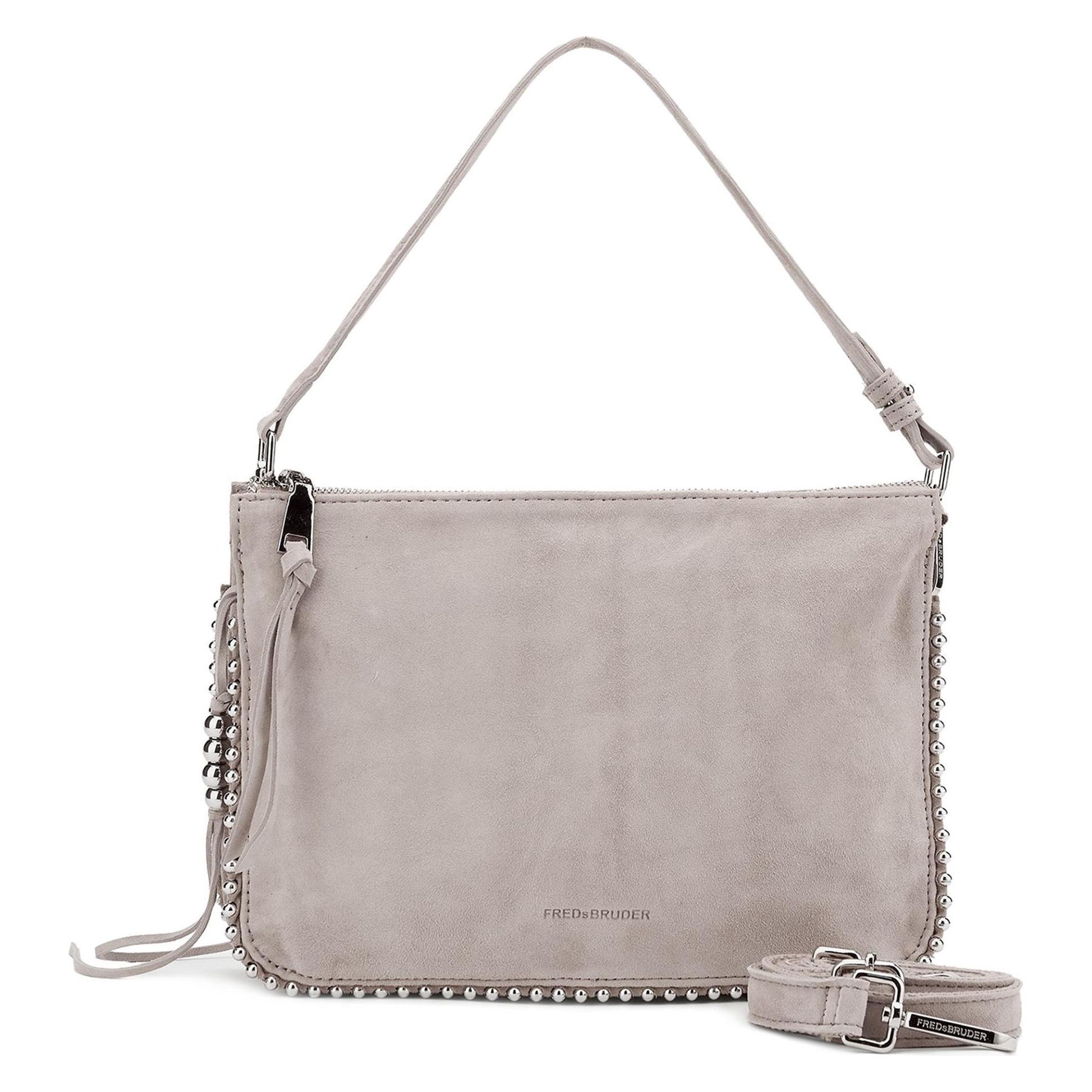 FredsBruder, Damen, Handtasche, All About Beads Umhängetasche Leder 28 Cm, Beige