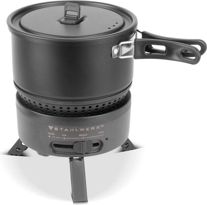 Actual product image Stahlwerk Camping cooker 2 in1 electric cooker Gas cooker Outdoor camping cooking set