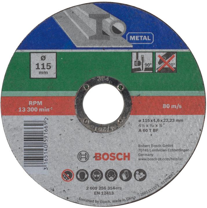 Bosch Zubehör Cutting disc straight, metal D= 115 mm thickness= 1,6 mm