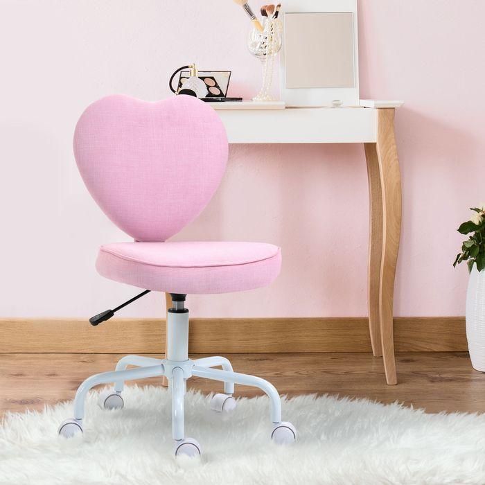 Actual product image Swisshandel24 Executive chair computer chair heart-shaped pink linen fabric