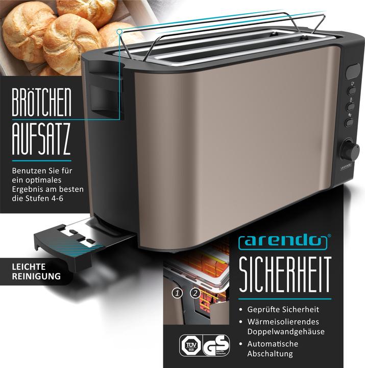 Produktbild Arendo Frühstücks Set, Edelstahl Wasserkocher 1,5l Temperaturwahl & 4-Scheiben Langschlitz Toaster, Beige (1.50 l)