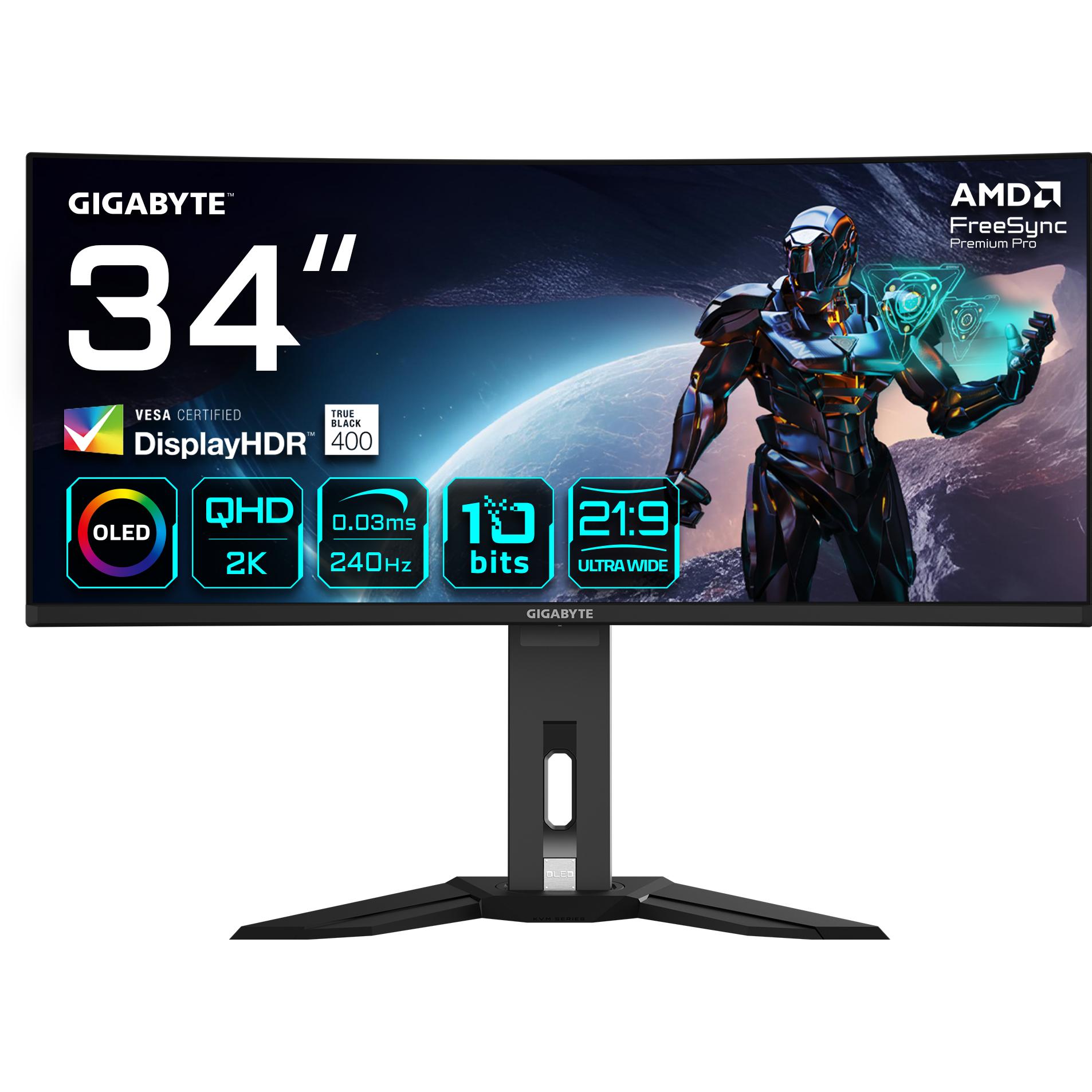 Gigabyte MO34WQC2 EK (3440 x 1440 Pixel, 34"), Monitor, Schwarz