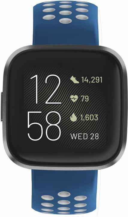 Hama 00086227 Smartwatch-Zubehör Band Blau (Silikon, Rostfreier Stahl, Versa 2, Versa Lite, Versa)