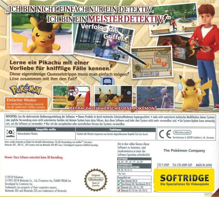 Produktbild Nintendo Meisterdetektiv Pikachu (3DS, DE)