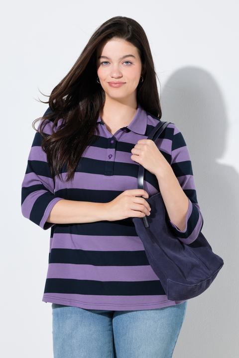 Produktbild Ulla Popken Polo-Sweatshirt, Streifen, 3/4-Arm (56)