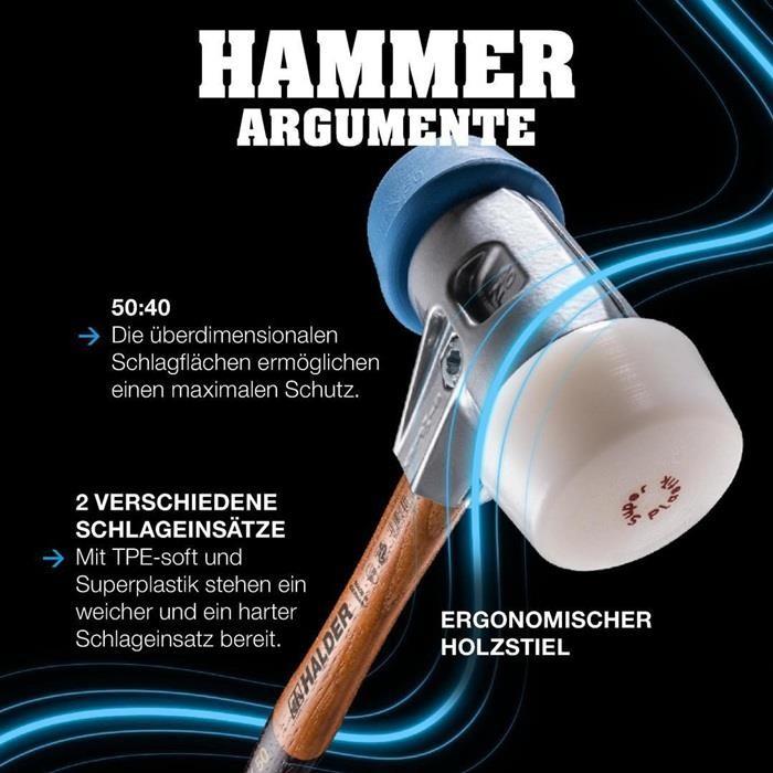 Actual product image Halder Soft faced hammer 430 50mm TPE soft/superplastic AL housing simplex (430 g)