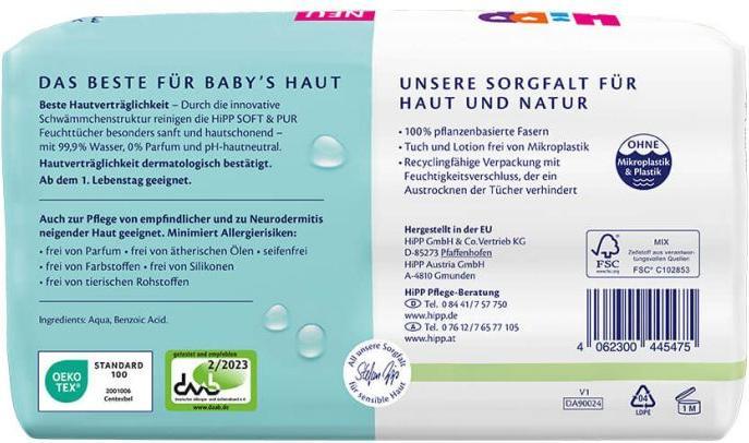 Nährwerte und Zutaten Hipp Soft & Pure (144 Stück)