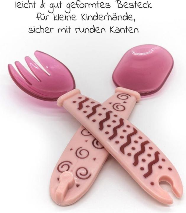 Produktbild MiaMia Kinderteller & Breischalen Babyteller zum Mitnehmen inkl. Besteck - Pink