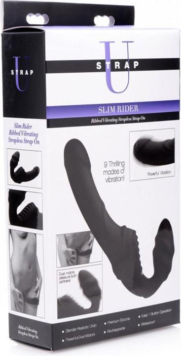 Productafbeelding XR Brands Slim Rider Ribbed Vibrating Strapless Strap-on