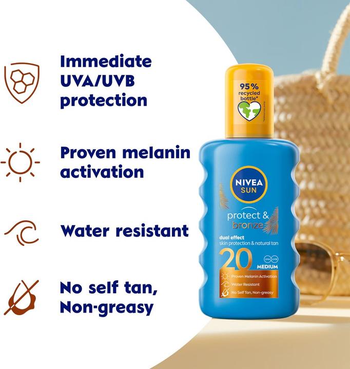 Actual product image NIVEA Protect & Bronze (Sun spray, SPF 20, 200 ml)