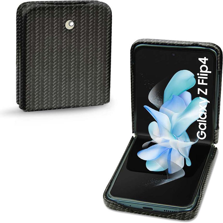 Noreve Lederschutzhülle Samsung Galaxy Z Flip4 (Samsung Galaxy Z Flip4), Smartphone Hülle, Schwarz