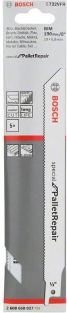 Actual product image Bosch Professional Zubehör Sabre saw blade S 722 VFR, Special for Pallet Repair, 190 mm, 0.9 mm, pack of 5