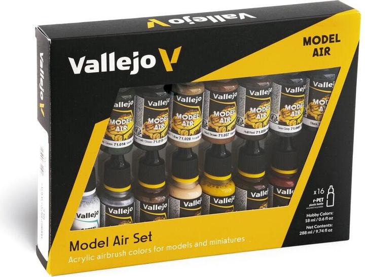 Vallejo 71191 Peinture pour modélisme ferroviaire Blanc, Gris Gunship (mat), Vert foncé, Sable, Marron,