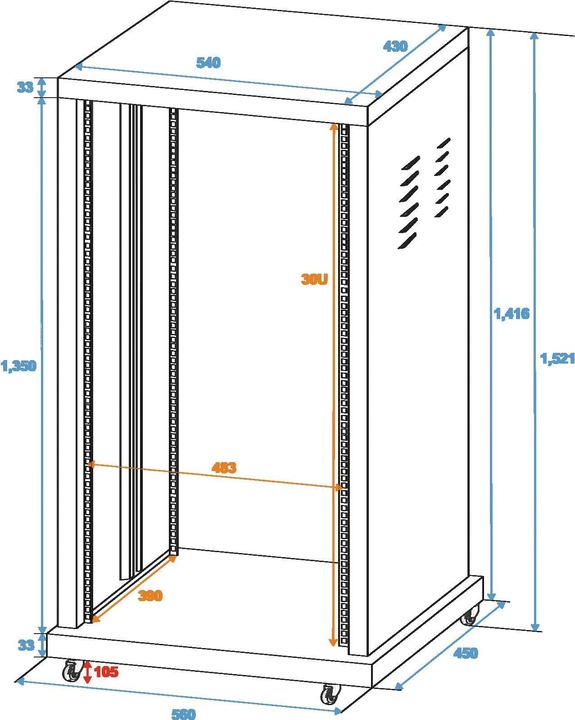 Produktbild Omnitronic SR-19 19 Zoll Rack 30 HE Stahl inkl. Rollen (19" Rack)