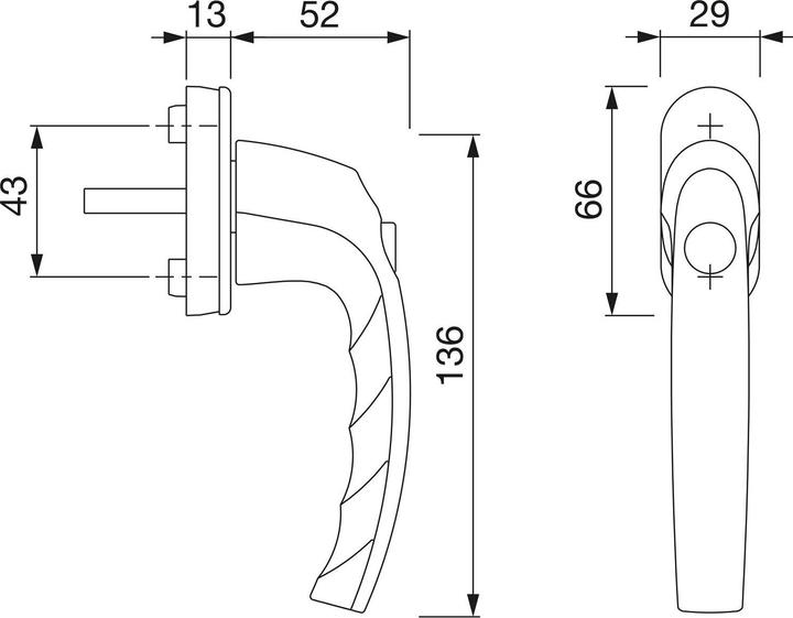 Produktbild Hoppe Fenstergriff ATLANTA mit Druckknopf, Aluminium silber eloxiert