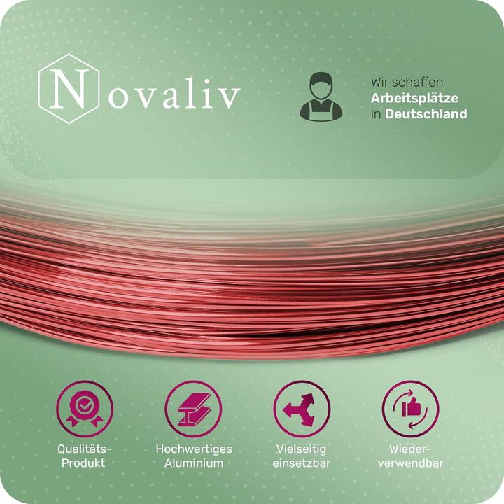 Image du produit Novaliv 60 Meter Aluminiumdraht 2mm Rot, Basteldraht ideal als Biegedraht zum basteln, Vielseitig fü (60 m)