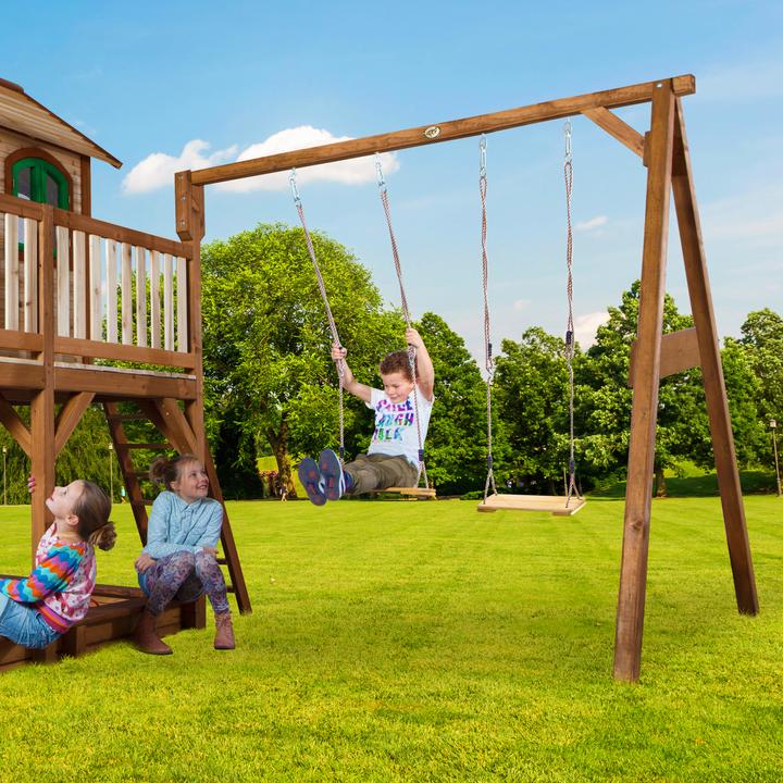Image du produit Axi Maison de jeu Liam avec balançoire double marron/vert - Slide vert