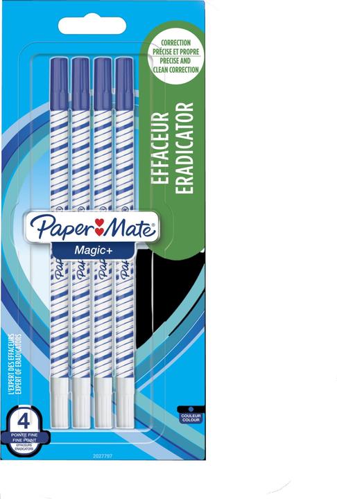 Produktbild Paper Mate Tintenlöscher Magic+ Rundspitze 4er Blister (Blau, weiss, 4x)