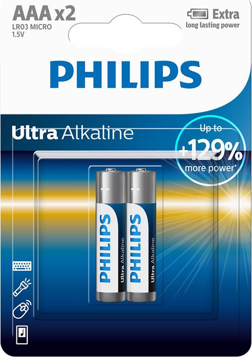 Actual product image Philips Ultra Alkaline (2) LR03E2B/10 (2 pcs., AAA)