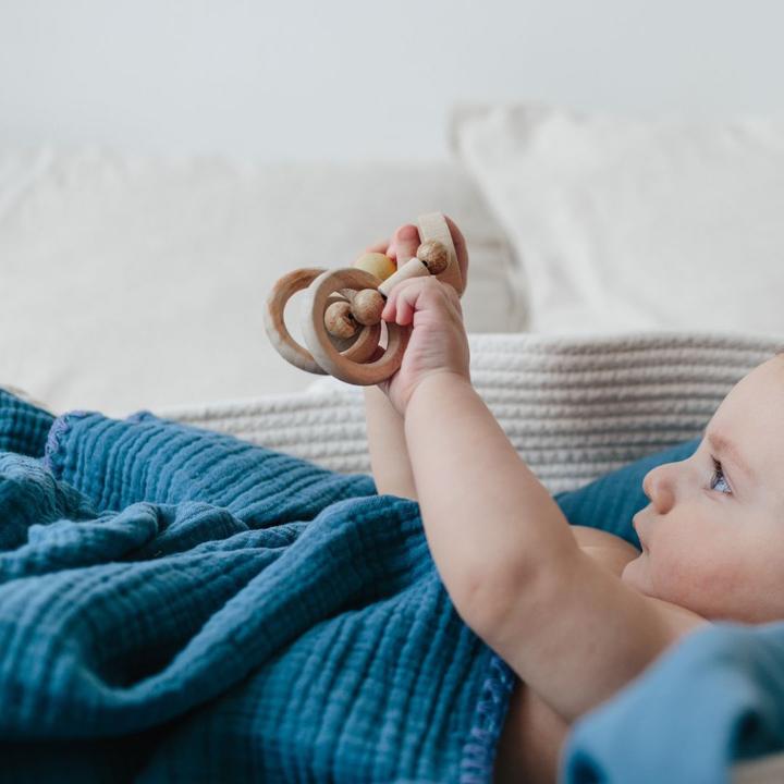 Immagine prodotto Beberotti Coperta in mussola organica blu (120 cm, 120 cm)