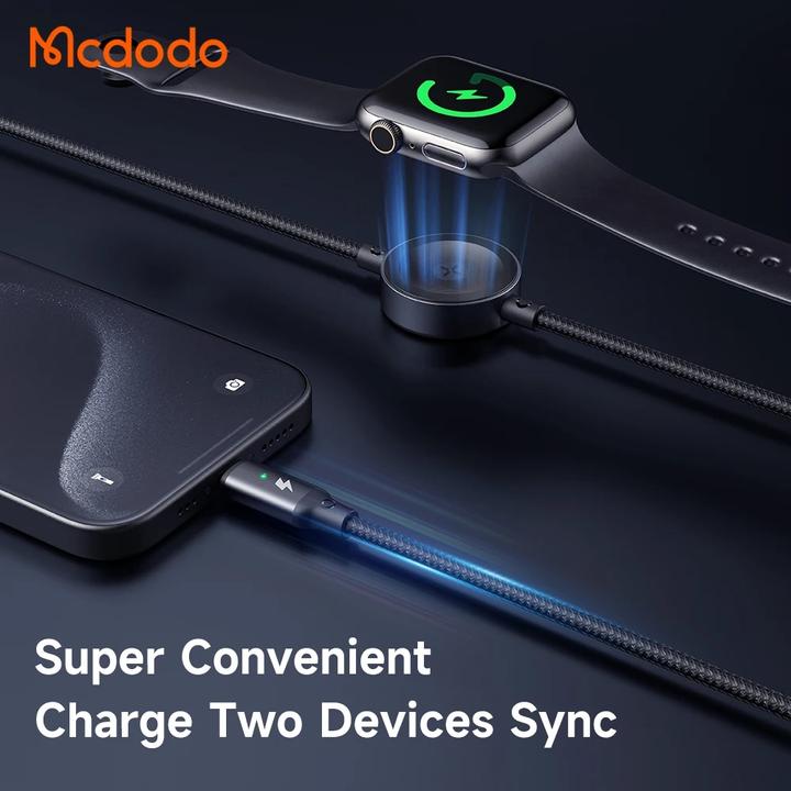 Image du produit Mcdodo 2 en 1 Set USB-C vers USB-C Câble de charge & chargeur sans fil pour Apple Watch (1.50 m, USB 3.2 Gen 1, 60 W)
