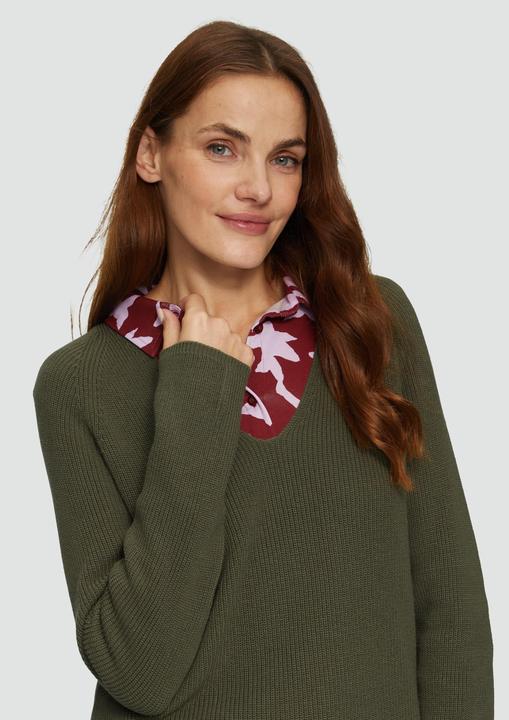 Produktbild s.Oliver Strickpullover Strickpullover mit V-Ausschnitt aus Baumwollmix (34)