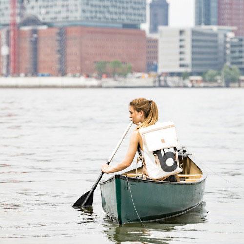 Actual product image 360Grad Landgang Rucksack Segeltuch weiss mit Zahl grau (20 l)