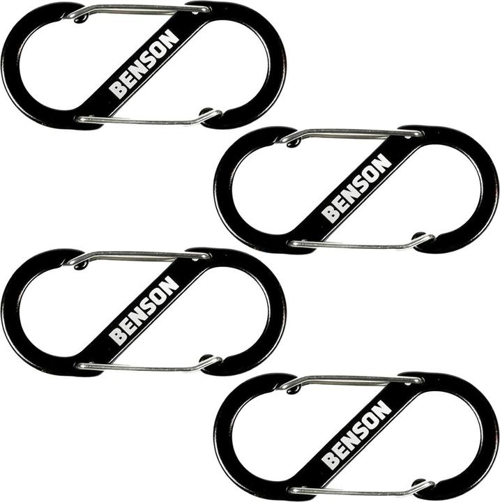 Immagine prodotto Benson Set doppio di moschettoni 4 pezzi, clip a S, 4×9 cm