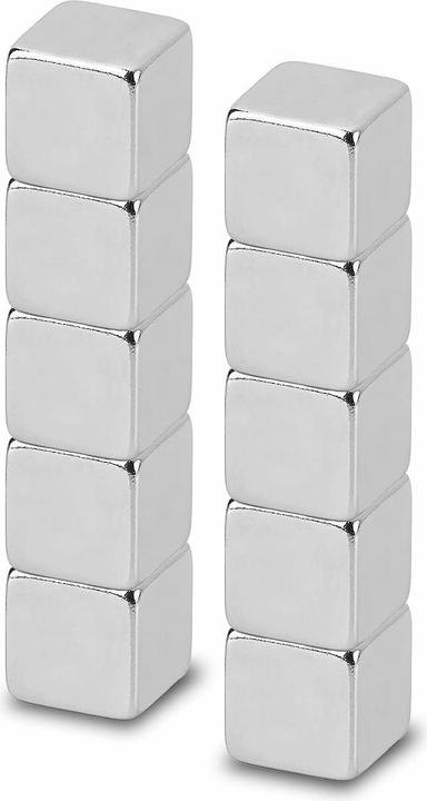 Actual product image Maul Neodymium cube magnet, 5 mm, adhesive force: 1.1 kg, silver (10x)