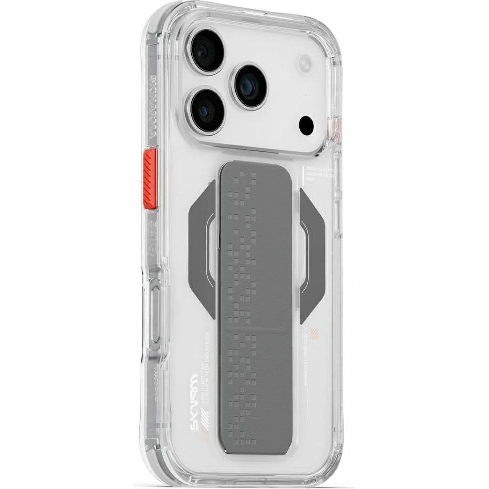 Skinarma Haxa Case for iPhone 17 Pro Magnetic Charging + Grip Stand Transparent (Apple iPhone 17 Pro), Cover smartphone, Trasparente