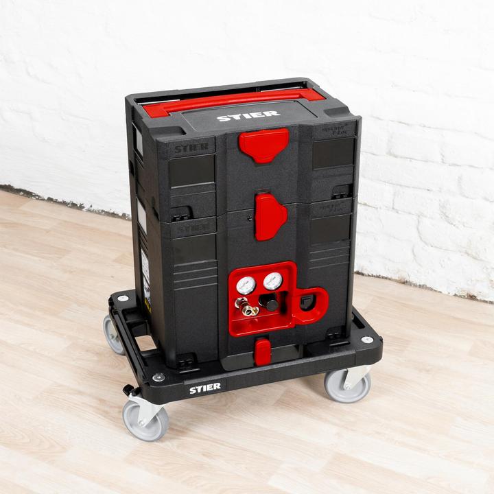 Produktbild Stier Systainer-Kompressor-Set inkl. Systainer II T-Loc, Rollbrett + Druckluftnagler 6-teilig (6 l, 8 Bar)