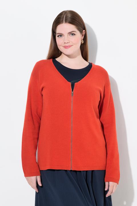Produktbild Ulla Popken Strickjacke, Milanostrick, V-Ausschnitt (58)