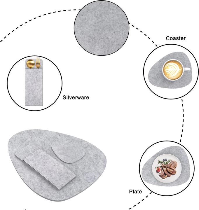 Image du produit Intirilife 6x Set de table en feutre (6 pcs, 43 x 43.33 cm)